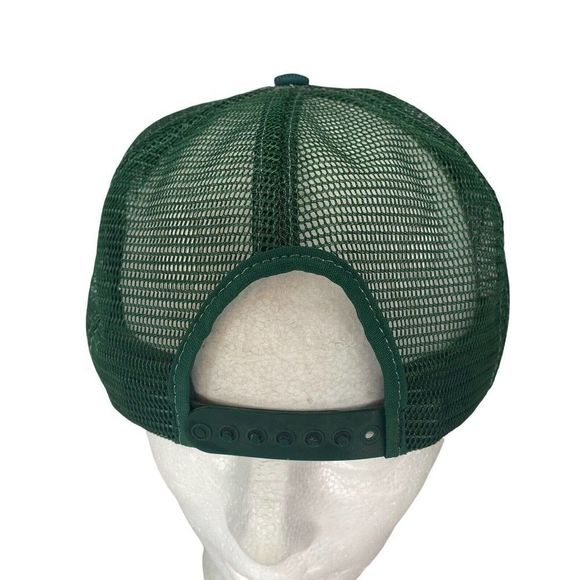 Vintage Interstate Batteries Hat Green Snap Back Trucker Cap 80s Patch USA MADE - Picture 4 of 6